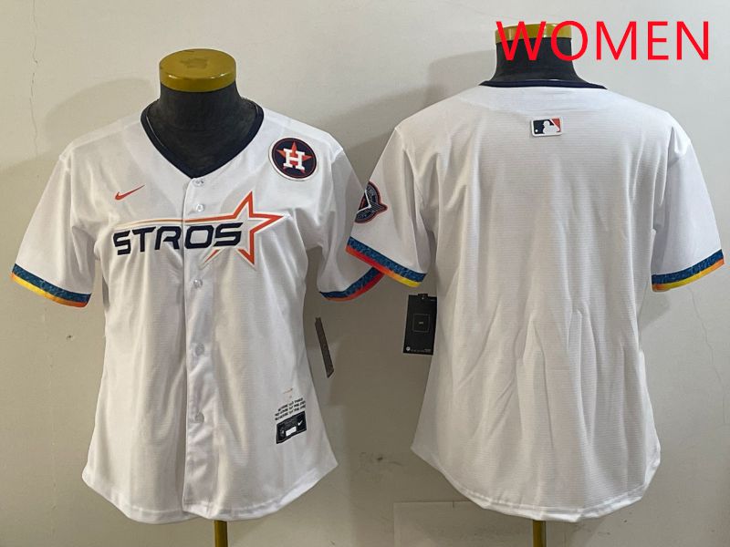 Women Houston Astros Blank White Fourth generation Joint Name 2025 Nike MLB Jersey style 3->women mlb jersey->Women Jersey